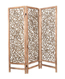 Screens Wood Screen Doors 1" x 60" x 69" Brown, 3 Panel, Wood, Foldable Screen 4729 HomeRoots