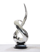 Sculptures Modern Sculpture - 33" Silver Rotatory Sculpture HomeRoots