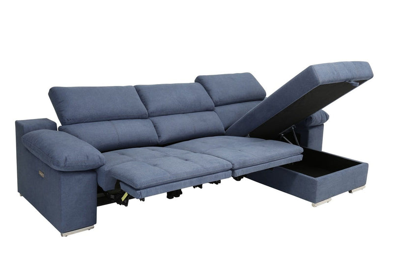 Sectionals Cheap Sectionals - 121" X 66" X 42" Blue Power Reclining RAF Sectional HomeRoots
