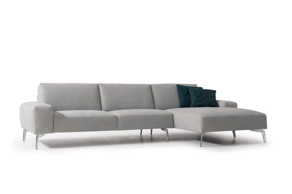 Sectionals Grey Sectional - 122" X 39" X 33" Light Gray Leather Sectional & Chaise HomeRoots