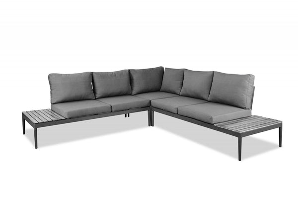 Sectionals Grey Sectional - 98" X 98" X 26" Grey Aluminum Sectional HomeRoots