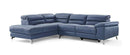 Sectionals Leather Sectional - 109" X 88" X 31"/40" Navy Blue Leather Sectional HomeRoots