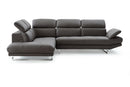 Sectionals Leather Sectional - 110" X 88" X 29"/37" Dark Gray Leather Sectional HomeRoots
