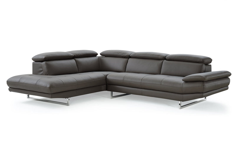 Sectionals Leather Sectional - 110" X 88" X 29"/37" Dark Gray Leather Sectional HomeRoots