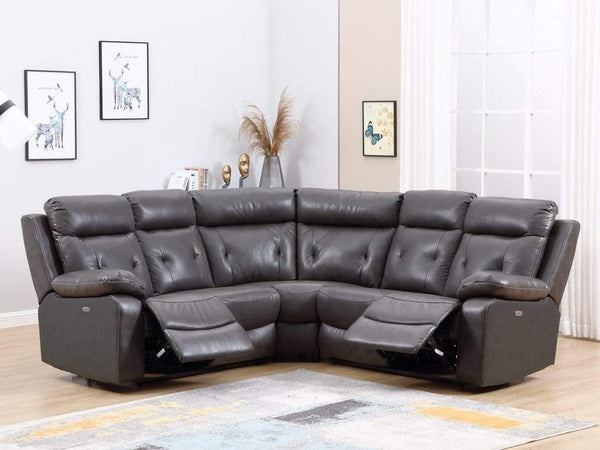 Sectionals Leather Sectional - 160'' X 38'' X 40'' Modern Dark Gray Leather Sectional With Power Recliners HomeRoots