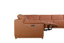 Sectionals Leather Sectional - 212" X 240" X 19"1.2" Camel Power Reclining 6"PC Sectional w/ 1-Console HomeRoots