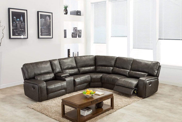 Sectionals Leather Sectional - 246'' X 40'' X 41'' Modern Gray Leather Sectional With Power Recliners HomeRoots
