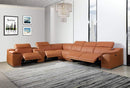 Sectionals Leather Sectional - 254" X 280" X 237.4" Camel Power Reclining 7PC Sectional w/ 1-Console HomeRoots