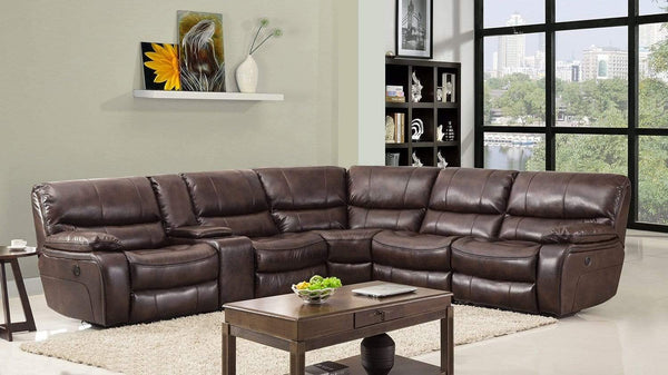 Sectionals Leather Sectional - 254'' X 41'' X 40'' Modern Dark Brown Leather Sectional With Power Recliners HomeRoots