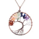 SEDmart 7 Chakra Tree Of Life Pendant Necklace Copper Crystal Natural Stone Necklace Women Christmas Gift-7 Chakra-JadeMoghul Inc.