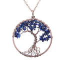 SEDmart 7 Chakra Tree Of Life Pendant Necklace Copper Crystal Natural Stone Necklace Women Christmas Gift-Lapis lazuli-JadeMoghul Inc.