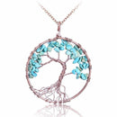 SEDmart 7 Chakra Tree Of Life Pendant Necklace Copper Crystal Natural Stone Necklace Women Christmas Gift-Turquoise-JadeMoghul Inc.