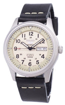 Seiko 5 Sports SNZG07J1-LS13 Military Japan Made Black Leather Strap Men's Watch-Branded Watches-Blue-JadeMoghul Inc.