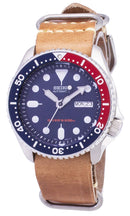 Seiko Automatic SKX009K1-LS18 Diver's 200M Brown Leather Strap Men's Watch-Branded Watches-Black-JadeMoghul Inc.