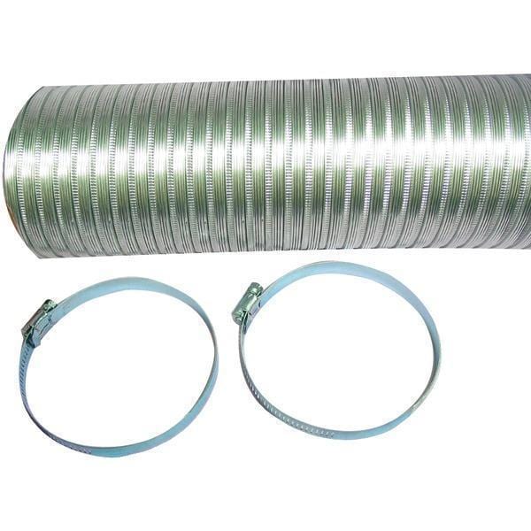 Semi-Rigid Flexible Aluminum Duct (4" x 8ft; With 2 metal worm drive clamps)-Ducting Parts & Accessories-JadeMoghul Inc.