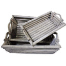 Serving Trays Rustically Charmed Wooden Trays, Set Of 3, Gray Benzara
