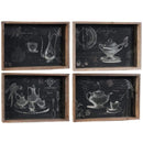 Wooden Trays , Set of 4,Black