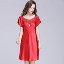 Sexy Night Dress Women Knee Length silk Night Gown With Lace Trimming