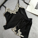 sexy women's lace silk satin pajamas sets free shipping 2016 new design short pants pyjamas sets V-neck suspenders pijamas sets-As the photo show 1-M-JadeMoghul Inc.