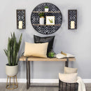 Shelf Black Shelf - 24" X 5" X 24" Black Metal Mdf With Wood Veneer Wall Shelf HomeRoots