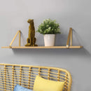 Shelf Gold Shelf - 28" X 7" X 7" Natural Gold 8 Wood 1 Metal Wood Shelf HomeRoots