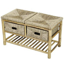 Shelf Shelf Decor Ideas - 30'.25" X 14" X 18" Natural Bamboo Storage Bench with a Shelf and Baskets HomeRoots