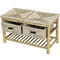 Shelf Shelf Decor Ideas - 30'.25" X 14" X 18" Natural Bamboo Storage Bench with a Shelf and Baskets HomeRoots