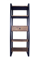 Shelf Shelf with Drawer - 24" X 14'.5" X 67'.25" Natural, Brown Metal, Wood, MDF Modern Shelf, Drawer Bookcase and Display Organizer, Brown HomeRoots