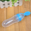 Silicone Baby Feeding Bottle With Spoon Food Supplement Rice Cereal Bottle Baby Squeeze Spoon Silica Gel Spoon BB0065 AExp