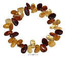 8" MULTICOLOR AMBER PEBBLE STRETCH BRACELET-Silver Bracelets-JadeMoghul Inc.