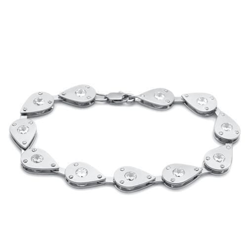 Silver Bracelets Bangle Bracelet LO2014 Matte Rhodium & Rhodium Brass Bracelet with CZ Alamode Fashion Jewelry Outlet