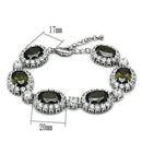 Bangle Bracelet LO2358 Rhodium Brass Bracelet with CZ in Olivine color