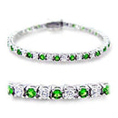 Bracelet For Girls 46906 Rhodium Brass Bracelet with Synthetic in Emerald