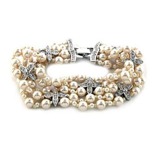 Silver Bracelets Bracelet For Girls 7X415 Rhodium White Metal Bracelet with Synthetic Alamode Fashion Jewelry Outlet