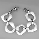 Silver Bracelets Cute Bracelets 3W1012 Stainless Steel Bracelet with Ceramic in White Alamode Fashion Jewelry Outlet