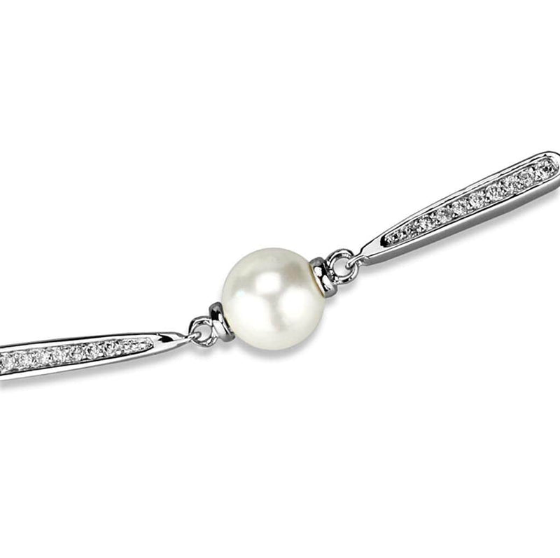 Silver Bracelets Cute Bracelets 3W1041 Rhodium Brass Bracelet with Synthetic in White Alamode Fashion Jewelry Outlet