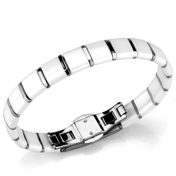 Cute Bracelets 3W985 Stainless Steel Bracelet with Ceramic in White