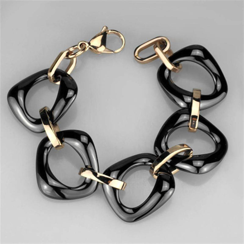 Silver Bracelets Gold Bangle Bracelet 3W1011 Rose Gold - Stainless Steel Bracelet with Ceramic Alamode Fashion Jewelry Outlet