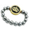 Gold Bracelet LO2649 Gold Brass Bracelet with Semi-Precious in Jet