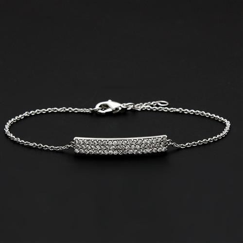 Silver Bracelets Smart Bracelet 3W068 Rhodium Brass Bracelet with AAA Grade CZ Alamode Fashion Jewelry Outlet