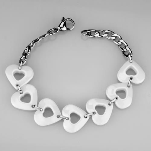 Smart Bracelet 3W1006 Stainless Steel Bracelet with Ceramic in White