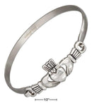 Silver Bracelets Stainless Steel Irish Claddagh Bangle Bracelet JadeMoghul Inc.