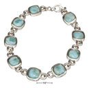 Silver Bracelets Sterling Silver 7.5" Square Link Larimar Bracelet JadeMoghul Inc.