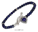 Silver Bracelets Sterling Silver 7" Beaded Lapis With Lapis Heart Toggle Bracelet JadeMoghul Inc.