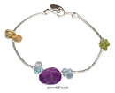 Silver Bracelets Sterling Silver 7" Peridot, Citrine, Blue Topaz And Amethyst Liquid Silver Bracelet JadeMoghul Inc.