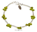 Silver Bracelets Sterling Silver 7" Peridot Nugget Cluster On 2MM Bead Chain Bracelet JadeMoghul Inc.