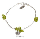 Silver Bracelets Sterling Silver 7" Peridot Nuggets On Liquid Silver Heart Dangle Bracelet JadeMoghul Inc.