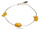 Silver Bracelets Sterling Silver 7" Triple Cluster And Oval Citrine On Liquid Silver Bracelet JadeMoghul Inc.