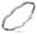Silver Bracelets Sterling Silver 8" Wavy Bar Link Larimar Bracelet JadeMoghul Inc.