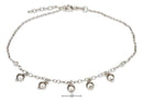 Silver Bracelets Sterling Silver 9"-10" Adjustable Anklet With Bead Dangles JadeMoghul Inc.